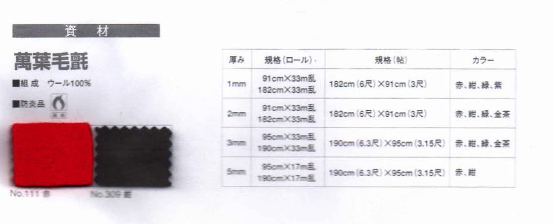 nkManyouMousen 萬葉毛氈(91cm〜95cm幅)【1~15m迄取寄手数料2200円
